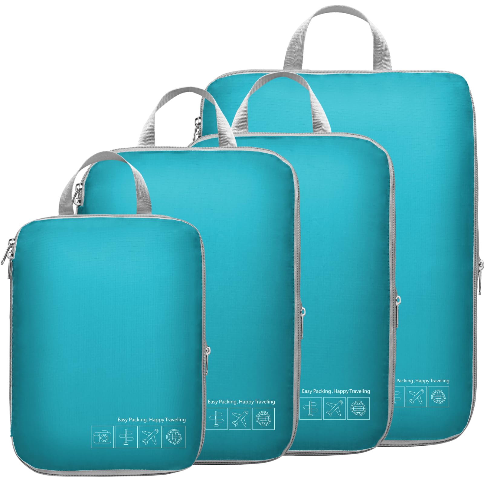 Cambond 4 Pack Packing Cubes, Compression Cubes for Travel Luggage Organizers (Lake Blue)