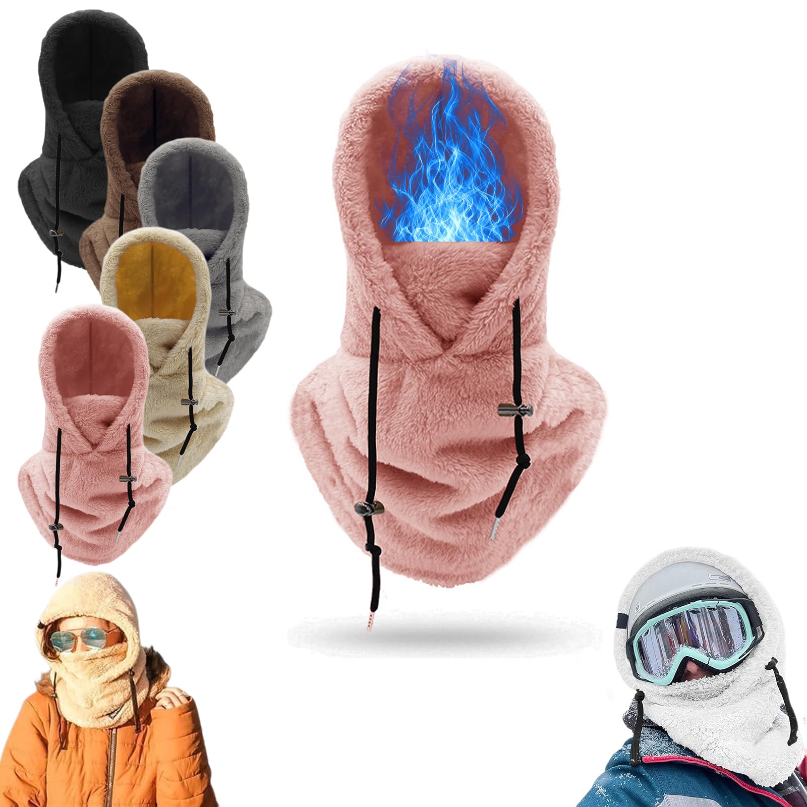 Sherpa Hood Sherpa Hood Ski Mask Balaclava Ski Mask Sherpa Hood Scarf Windproof Adjustable Fleece Ski Mask