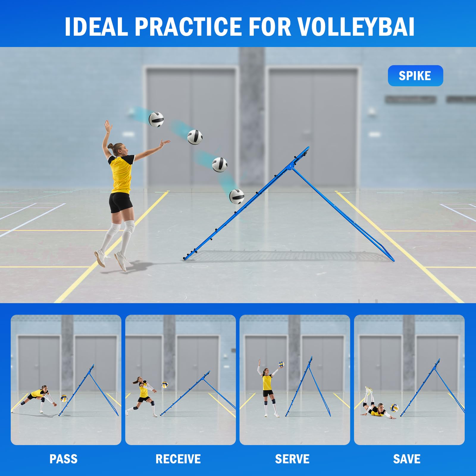 Winthai Volleyball Rebounder Net, Adjustable Pitch Bounce Back Baseball Softbal Soccer Lacrosse Rebound Sports Practice Training Equipment with Strike Zone for Backyard Indoor Outdoor - 2