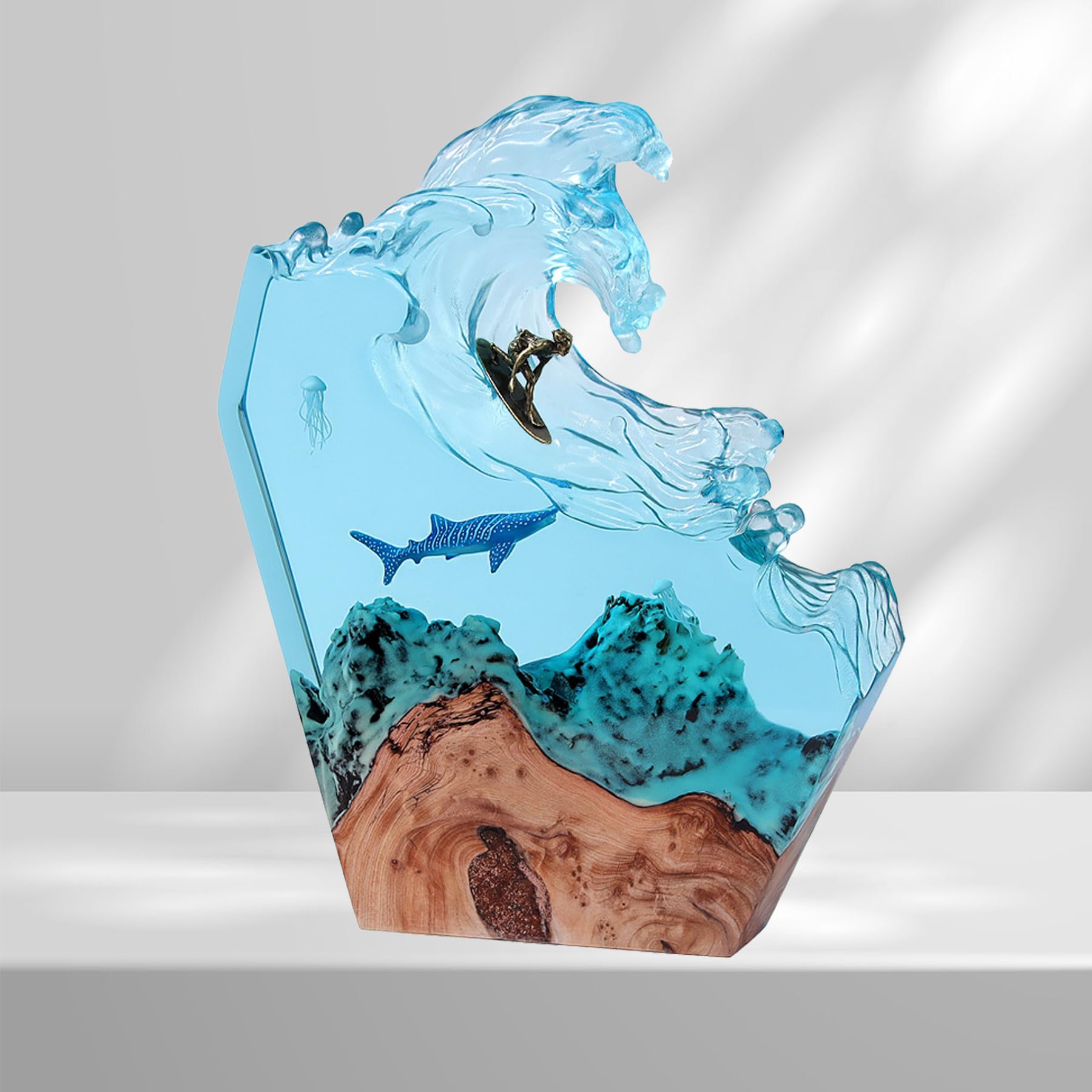 SinSed - Stunning Handmade Adventure Surfing Night Light - Epoxy Wooden Lamp for Home Decor - Unique Gift