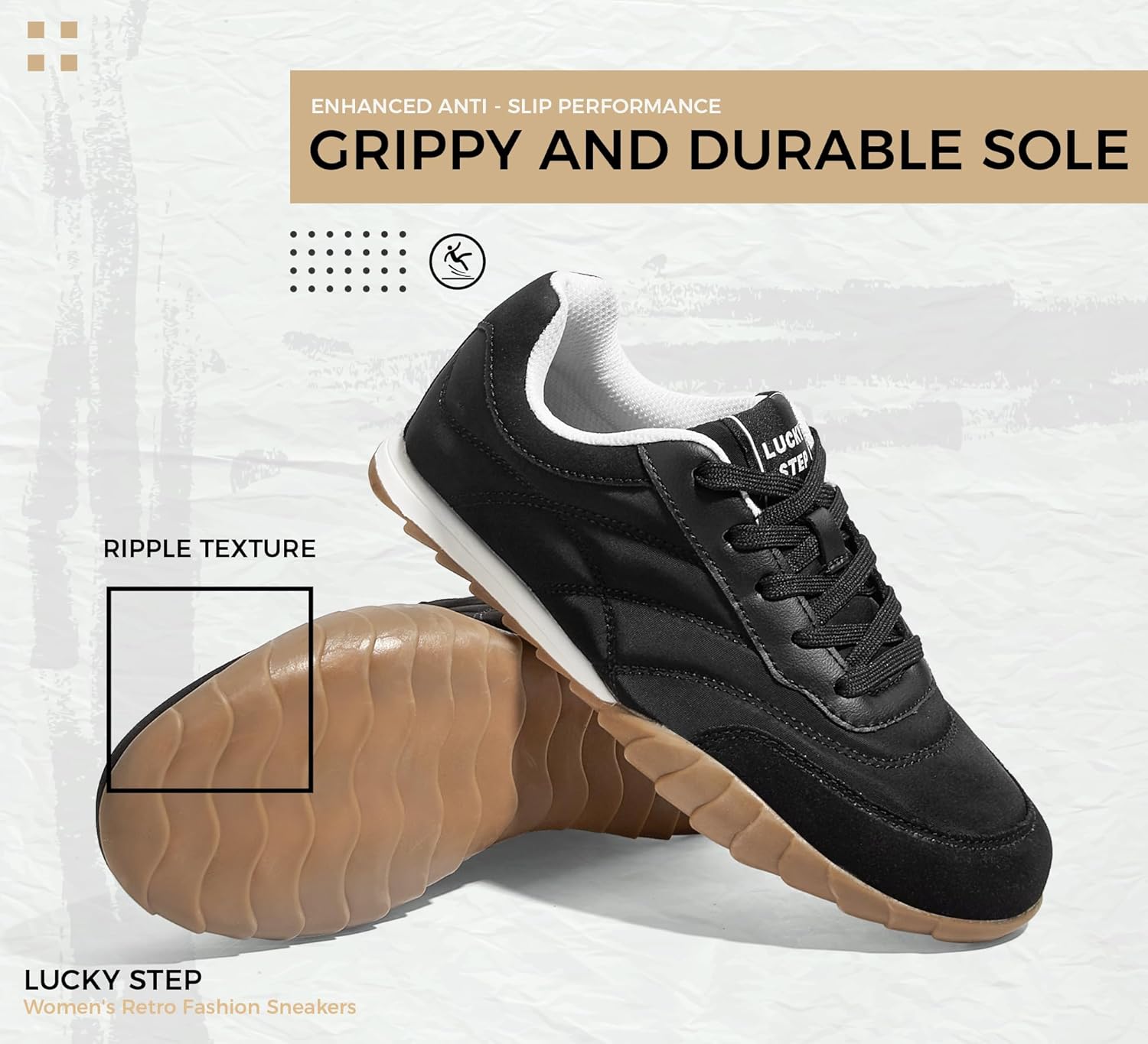 LUCKY STEP Women's Retro Fashion Sneakers Casual Thin Sole Anti-Slip Tennis Trainer Running Walking Shoes Trendy Trainer Comfortable Footwear - Image 4