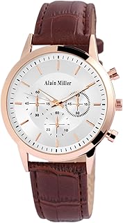 Orologio da uomo argento marrone oro rosa analogico cronografo look metallo pelle quarzo orologio da polso