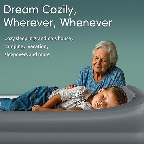 Miniatura 6 de Cama inflable de viaje para niños pequeños, colchón de aire portátil para niños con sábana de cama suave, colchón de aire para niños pequeños con