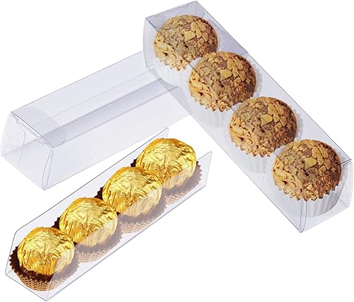 50 cajas de regalo transparentes, cajas de regalo de macarrón con insertos, cajas de trufas, cajas de dulces transparentes para Navidad, boda,