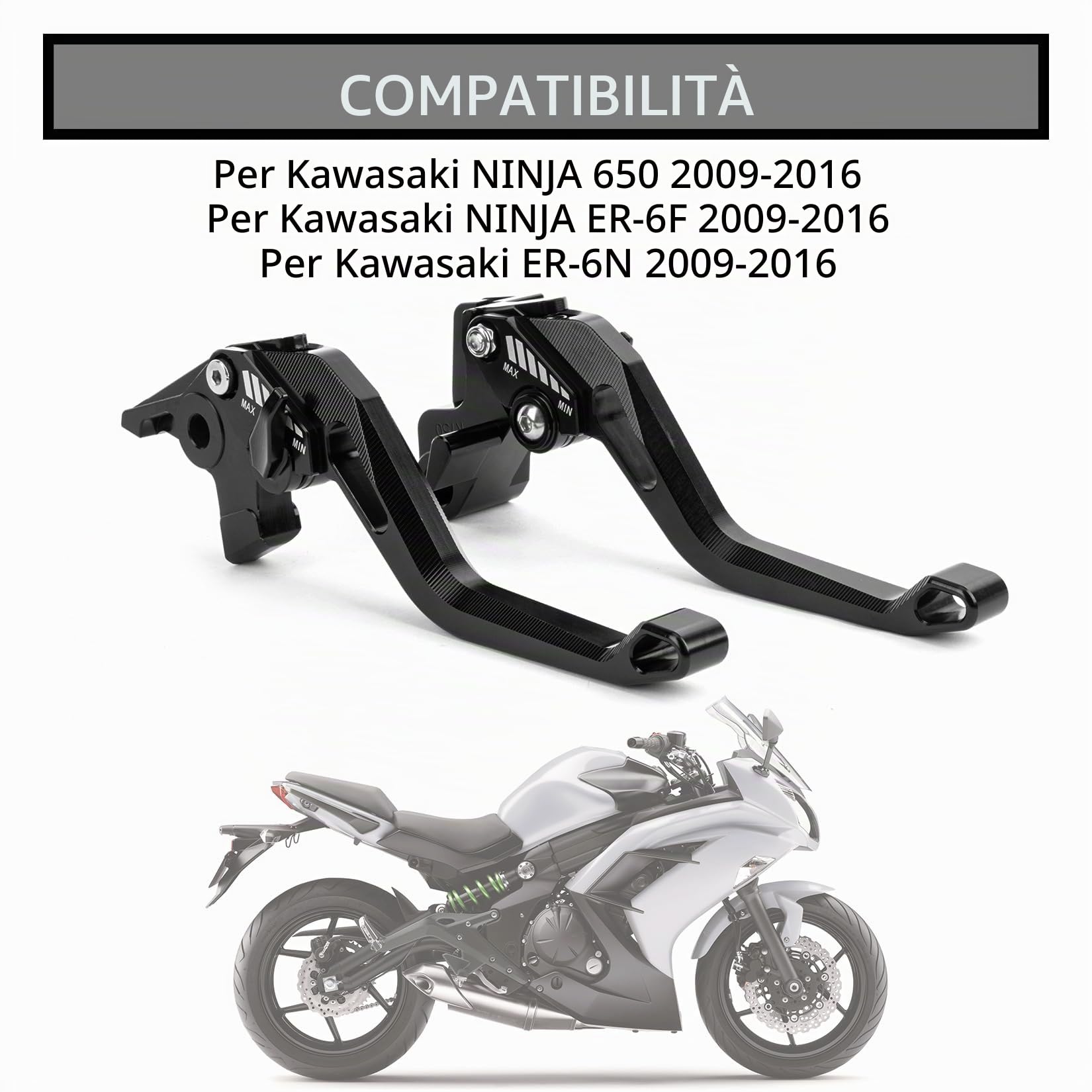 PSLER Leva Freno Leve Frizione per Yamaha MT-03 2005-2009 Frizione per Moto | 1 Paio di Leve Lunghezza 185 mm / 7,3 pollici Leve per Frizione e Freno Moto Set, per MT-03 2005-2009(Nero)