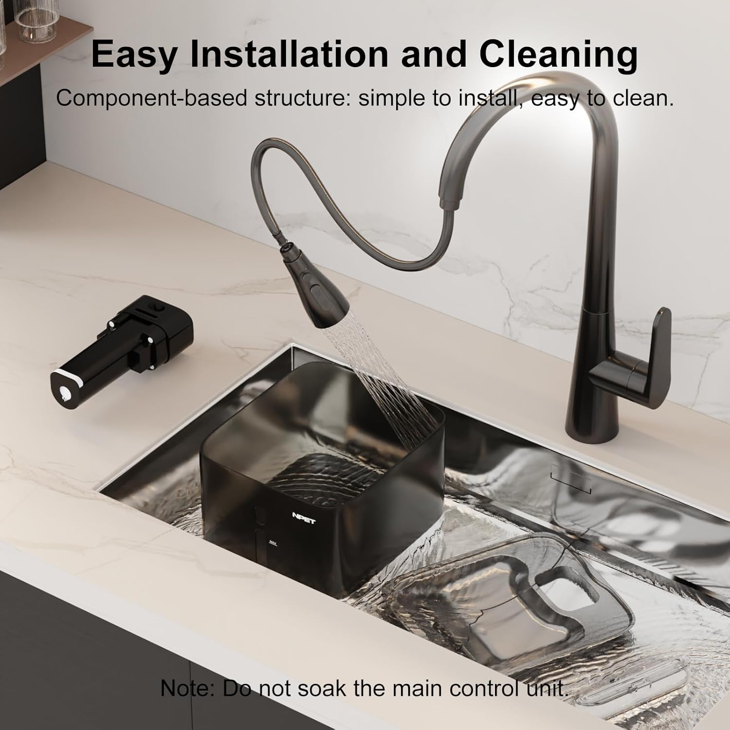 NPET Wireless Cat Water Fountain, 4L/135oz Pet Fountain with Smart Motion Sensor, 4000mAh Rechargeable Battery Operated & Quiet Pump, Automatic Cordless Water Dispenser with Multi-Filtration Filters