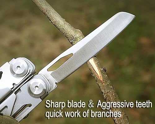 Miniatura 3 de ZOVEDAIUG Multitool Spring-Action Pliers with wire cutters Valentines Day Gift 19-in-1 Stainless Steel Multitool with Scissors Nylon Sheath