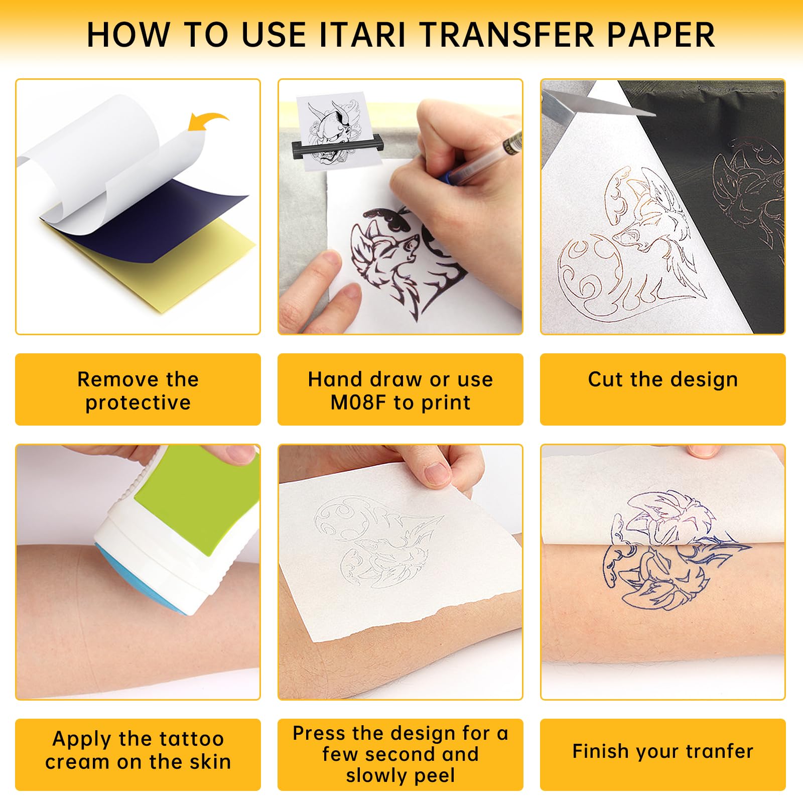 100 Sheets Tattoo Transfer Paper 4 Layer Thermal Stencil Paper for Tattoo Printers,DIY Hand Drawing A4 Size DIY Tattoo Tracing Paper for Tattoo Transfer Kit Perfect for Artists,Home Use - Image 3