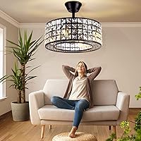 Vista 5 de A Million 18" Crystal Caged Ceiling Fan with Lights, Industrial Enclosed Ceiling Fan Light with Remote Control, 3 Speed Silent for Farmhouse