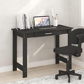 Furinno Jaya Desk, 39.2 Wide Computer Desk with Drawer, Darkwood