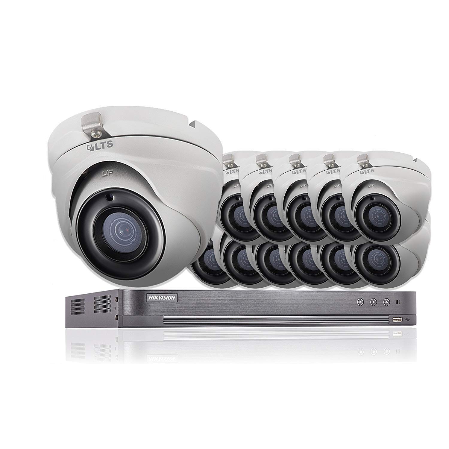 16 CH Hikvision 5 MP CCTV Sistema de Seguridad 12 x LTS Cámaras CMHT1352N 4K Resolución DS-7216HUHI/K2 DVR + 2 TB HDD (Full Kit + 12 cámaras + 2 TB)