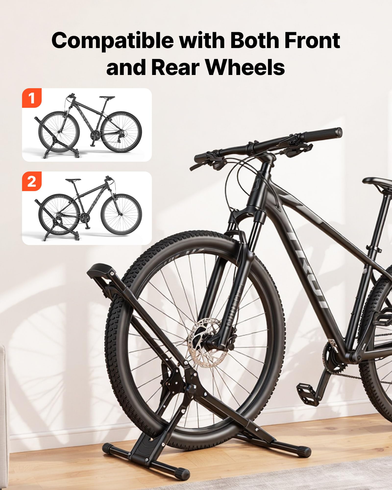 VEVOR Support de Vélo au Sol, Râtelier Vélo Pliable Autoportant, Lot de 2