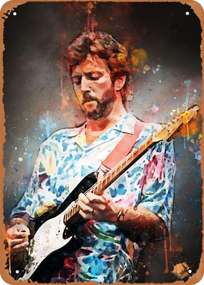 EICOCO Legendary Guitarist Eric Clapton CBE Plaque Poster Metal Tin Sign 8" x 12" Vintage Retro Wall Decor