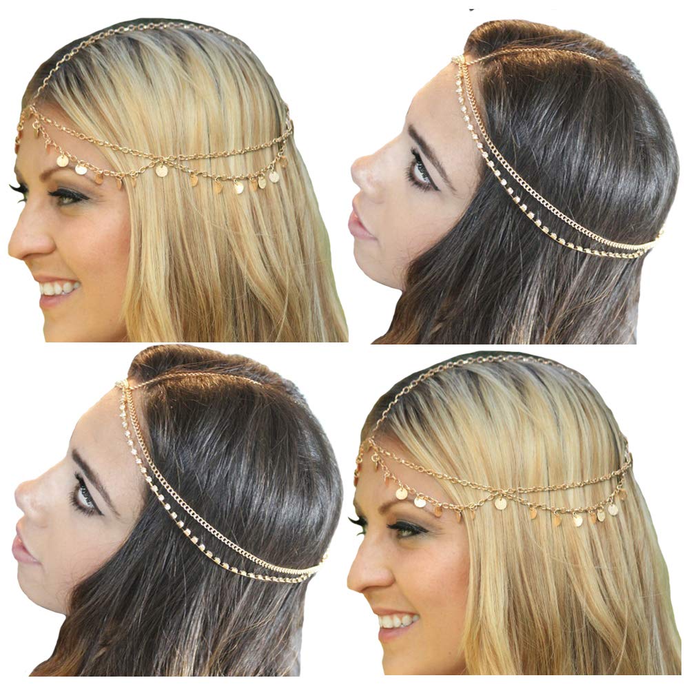 Amazon.com : Gold Head Chain Sequins Rhinestone Headband 