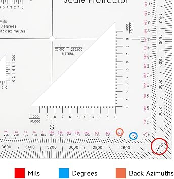 CYA Military Map Protractor Coordinate Scale Map for Land Navigation, Military Style UTM/MGRS Coordinate Scale
