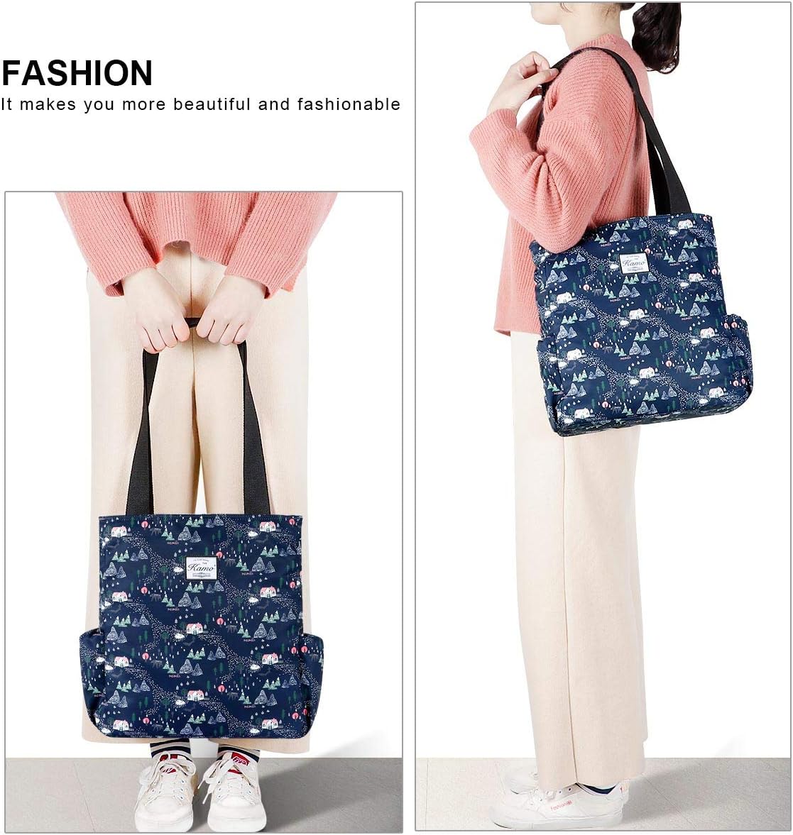 KAMO Floral Tote Bag - Waterproof Lightweight Handbags Travel Shoulder Bag for Hiking Yoga Gym Swimming Travel Beach - Image 7