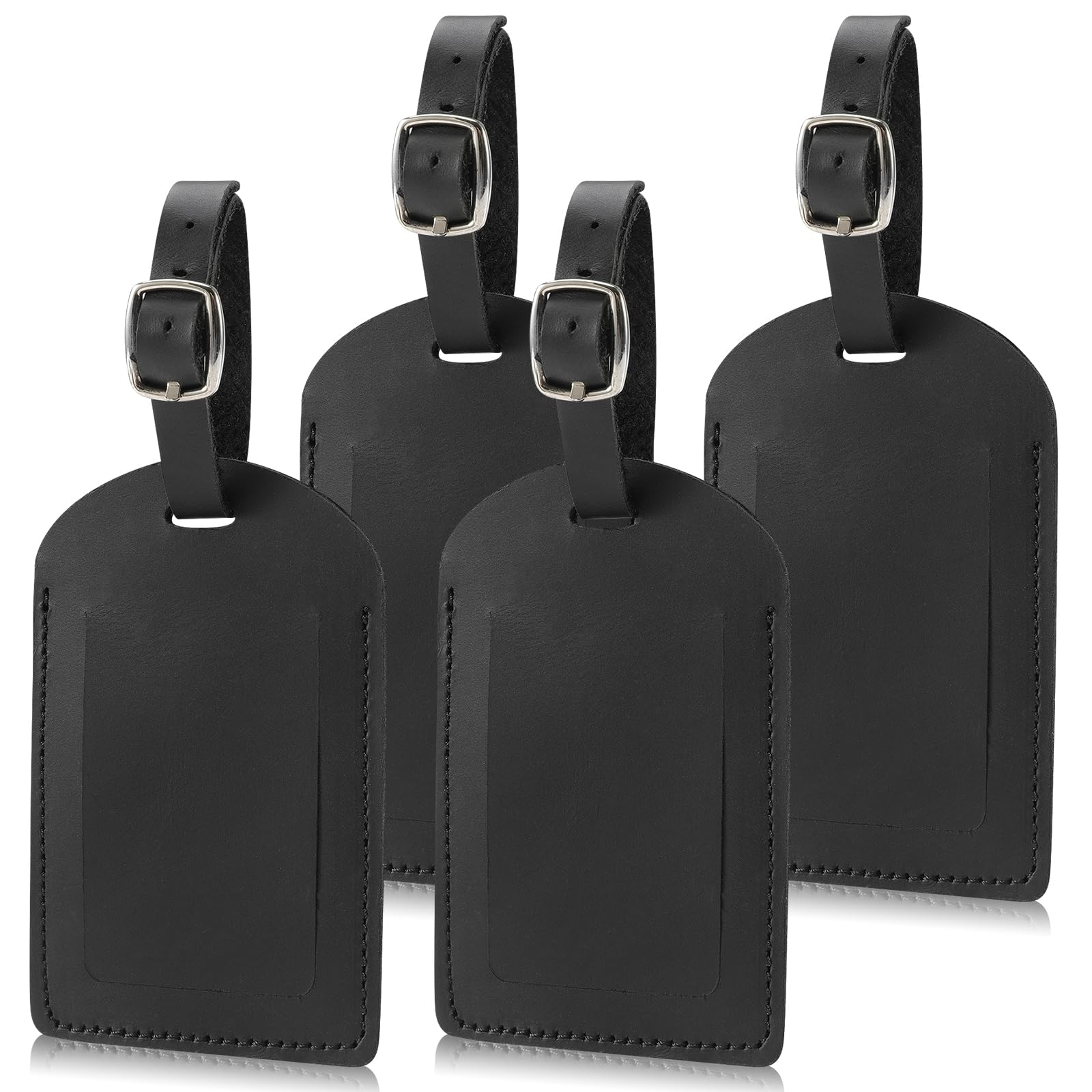 Ringsun Genuine Leather Luggage Tag for Suitcases ID Tags Bag Tags for Luggage (4 Pack)
