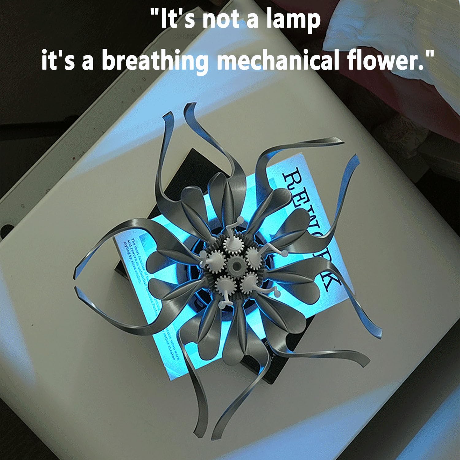 Fiori meccanici conservanti per desktop, lampada da tavolo a spirale a LED con telecomando, dimmerazione RGB a colori, modalità di illuminazione ambientale e modalità multiple commutabili, luminosità