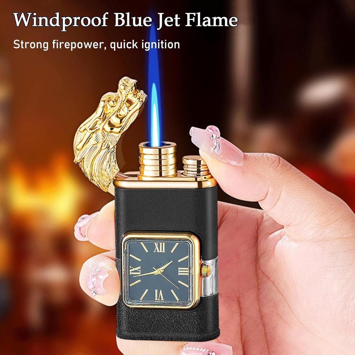 Briquet à dés, briquet Torche, briquet Coupe-Vent en Plastique, briquet à dés Rechargeable au butane, briquet à Chambre à gaz Transparent à Flamme réglable, Cadeau for Hommes et Femmes (Carburant non
