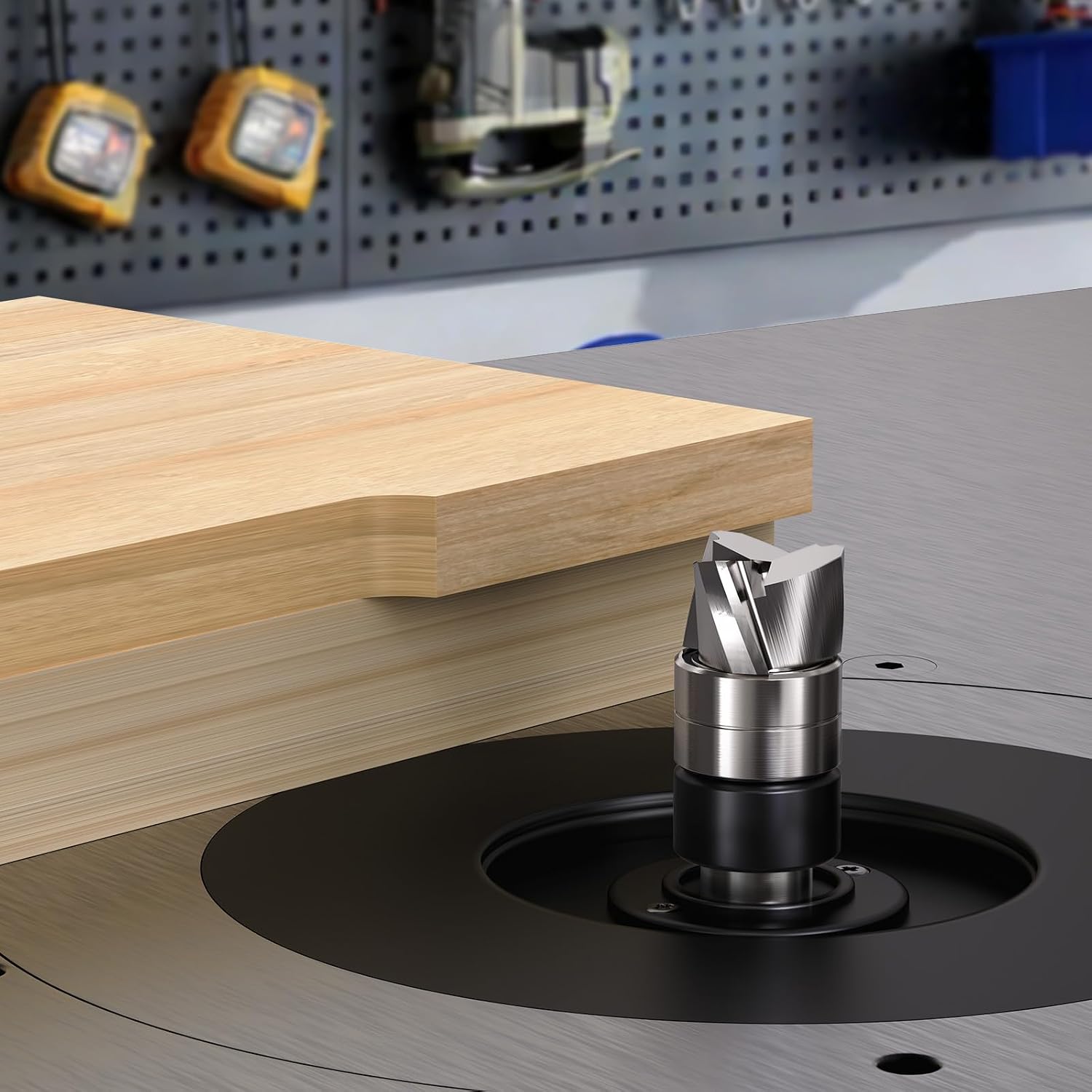 Top Bearing Flush Trim Router Bit 1/4 Shank, 3/8" Cutting Diameter, 1/4" Cutting Length, 3 Flutes Down Cut, Carbide Spiral Pattern Template Bit for Wood Trimming