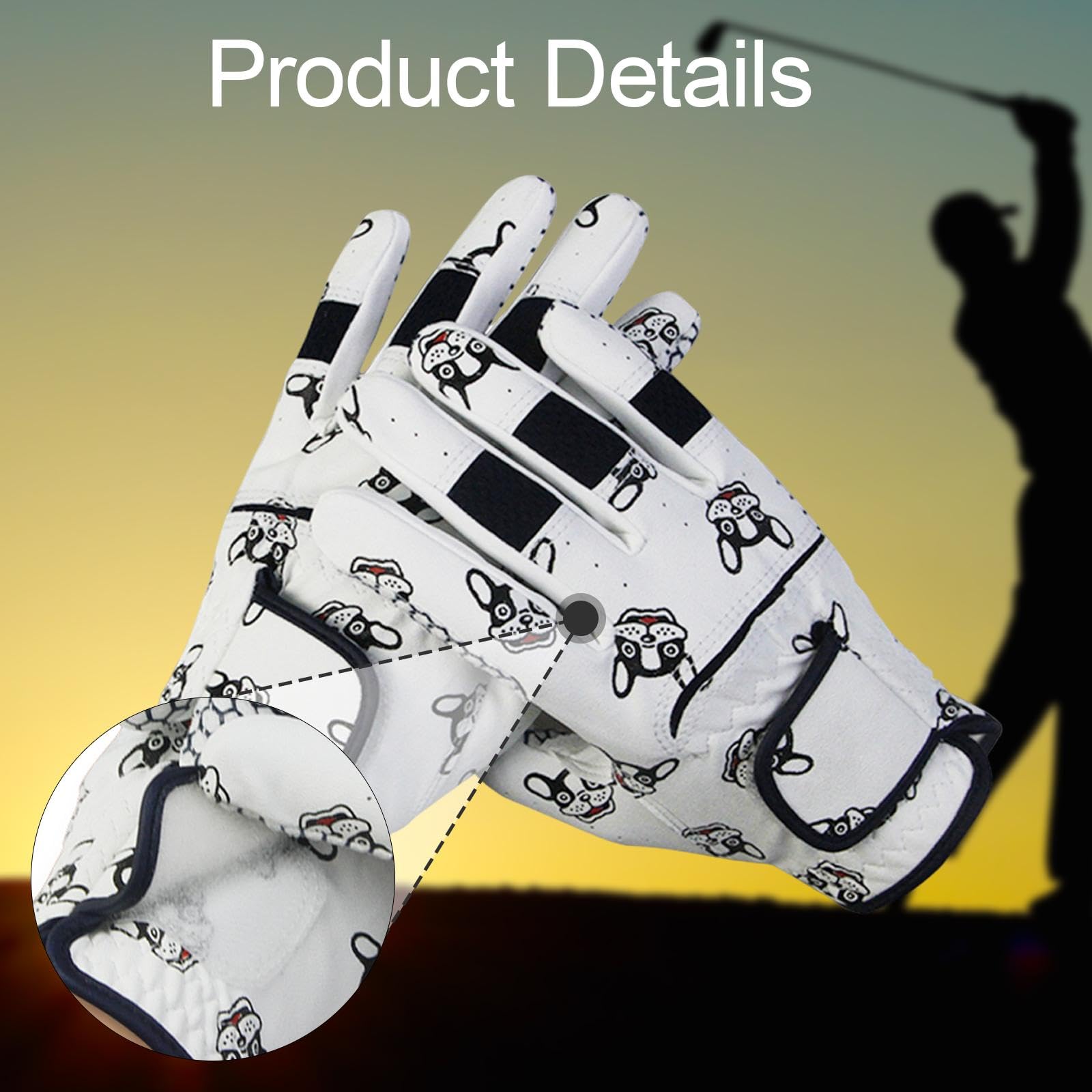 Confezione da 2 Guanti da Golf, Accessori per Le Mani, Versatili, Leggeri, Portatili, con Stampa