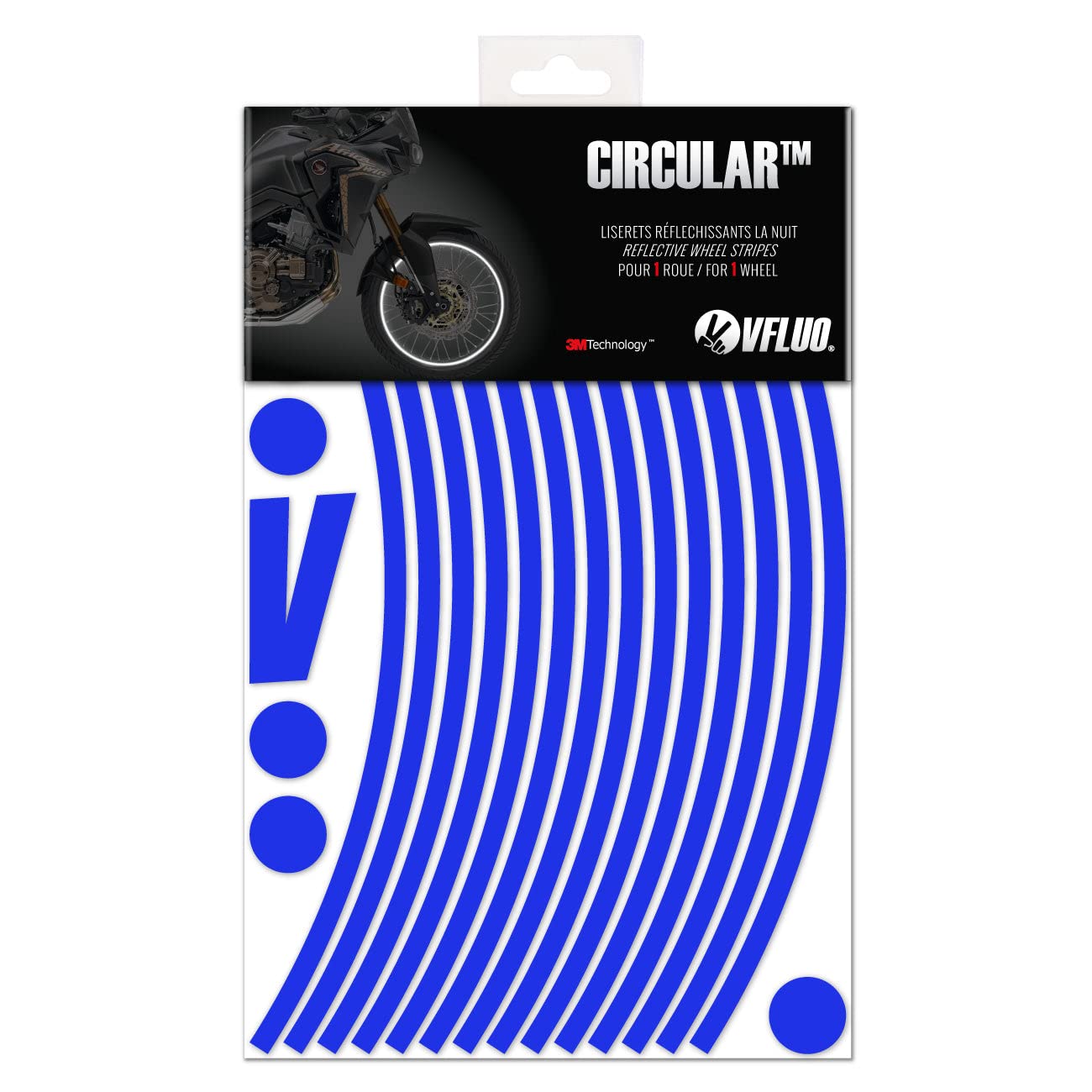 VFLUO - Kit Pegatinas Llantas de Moto Reflectantes, Autoadhesivas para 1 Rueda, 3M Technology™ - Gran Visibilidad Lateral - Discreto y diseño - Fácil colocación — view 46