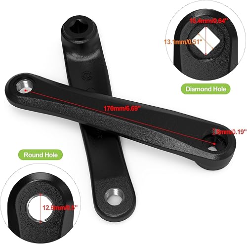 Miniatura 2 de BAFANG Brazo de manivela de 6.693 in bicicleta eléctrica agujero de diamante manivela motor medio bielas piezas esenciales accesorio motor medio