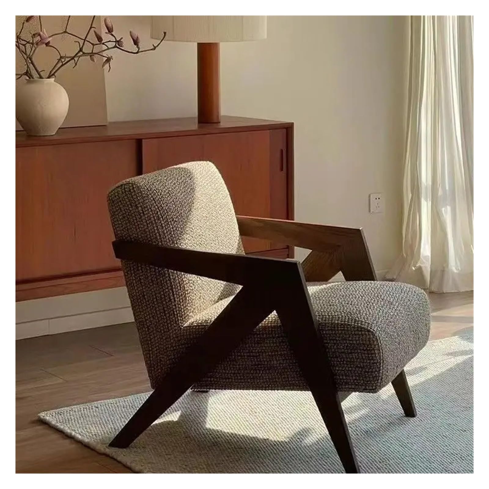 Sedia con accento a forma di uovo metà secolo, divano singolo retrò for soggiorno e balcone, comode sedute lounge(Walnut A)