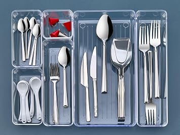 MallArt® 6-Piece Transparent Drawer Organizer Set – Plastic Organizer Boxes | 6 Different Sizes Transparent Boxes for Makeup, Office, Kitchen and Bathroom Layout