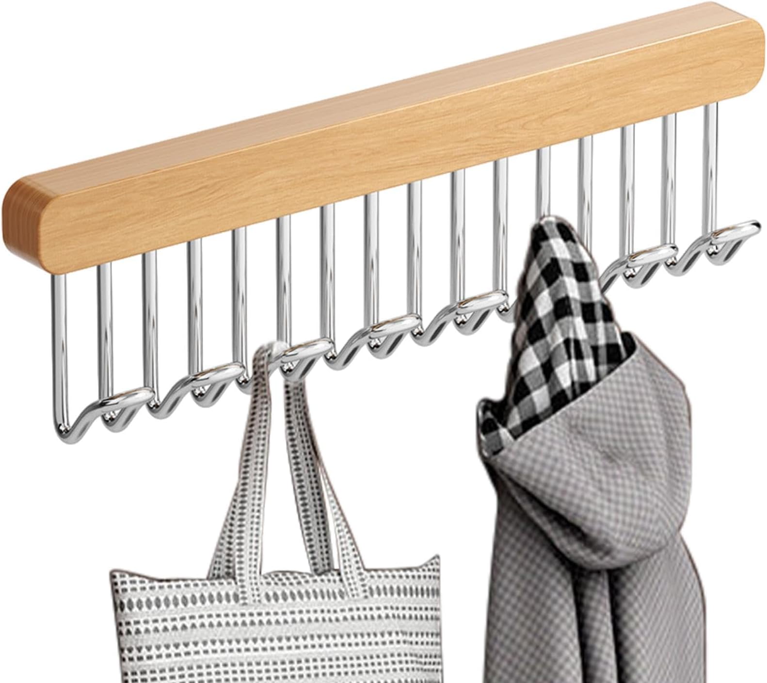 Pull Out Hook Hanger, Multi-Hook Non-Slip Coat Rack,Belt Hanger for Closet Organizer with 8 Hooks | Clothes Hanger for Closet, Space Saving