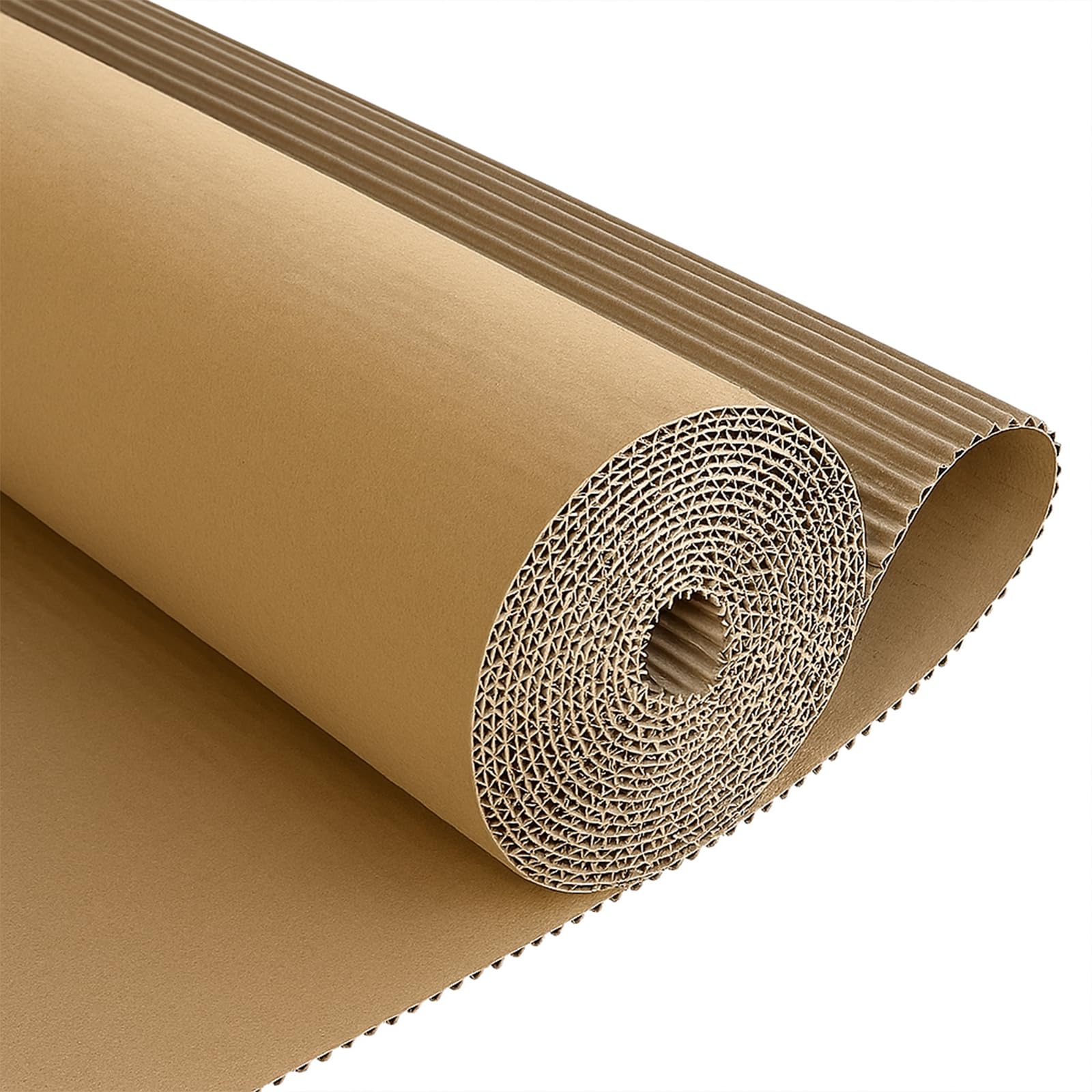 Corrugated Cardboard Roll  17" x 236" Single Face Kraft Cushion Wrap  Large & Thick Cardboard Sheets Paper for Shipping  Packing  Box Filler  Furniture Protection  DIY Crafts & Gift Packaging (Brown)