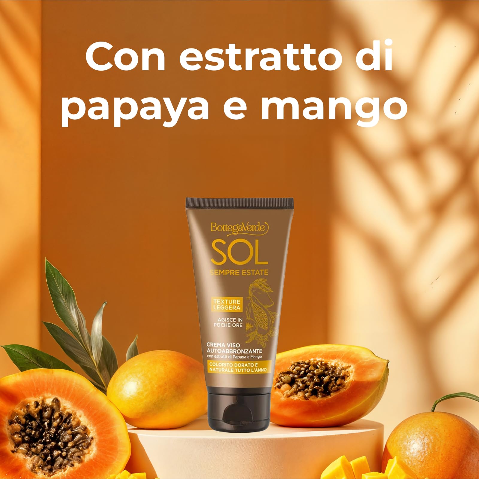 Bottega Verde - SOL Crema Autoabbronzante Viso - Effetto Naturale - Crema autoabbronzante per un colorito naturale e luminoso - 50 ml