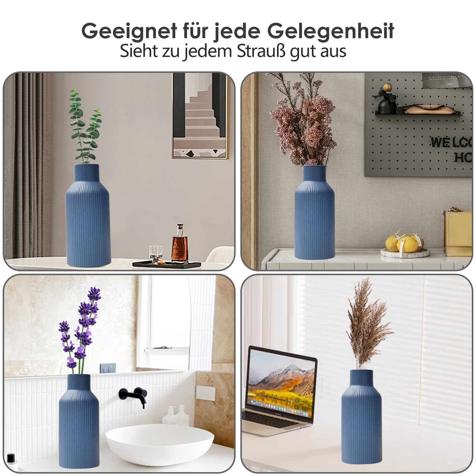 Vase Hanaomaoyi Pour Herbe De La Pampa 20 Cm - Céramique Blanc Mat, Design Moderne Bohème Nordique