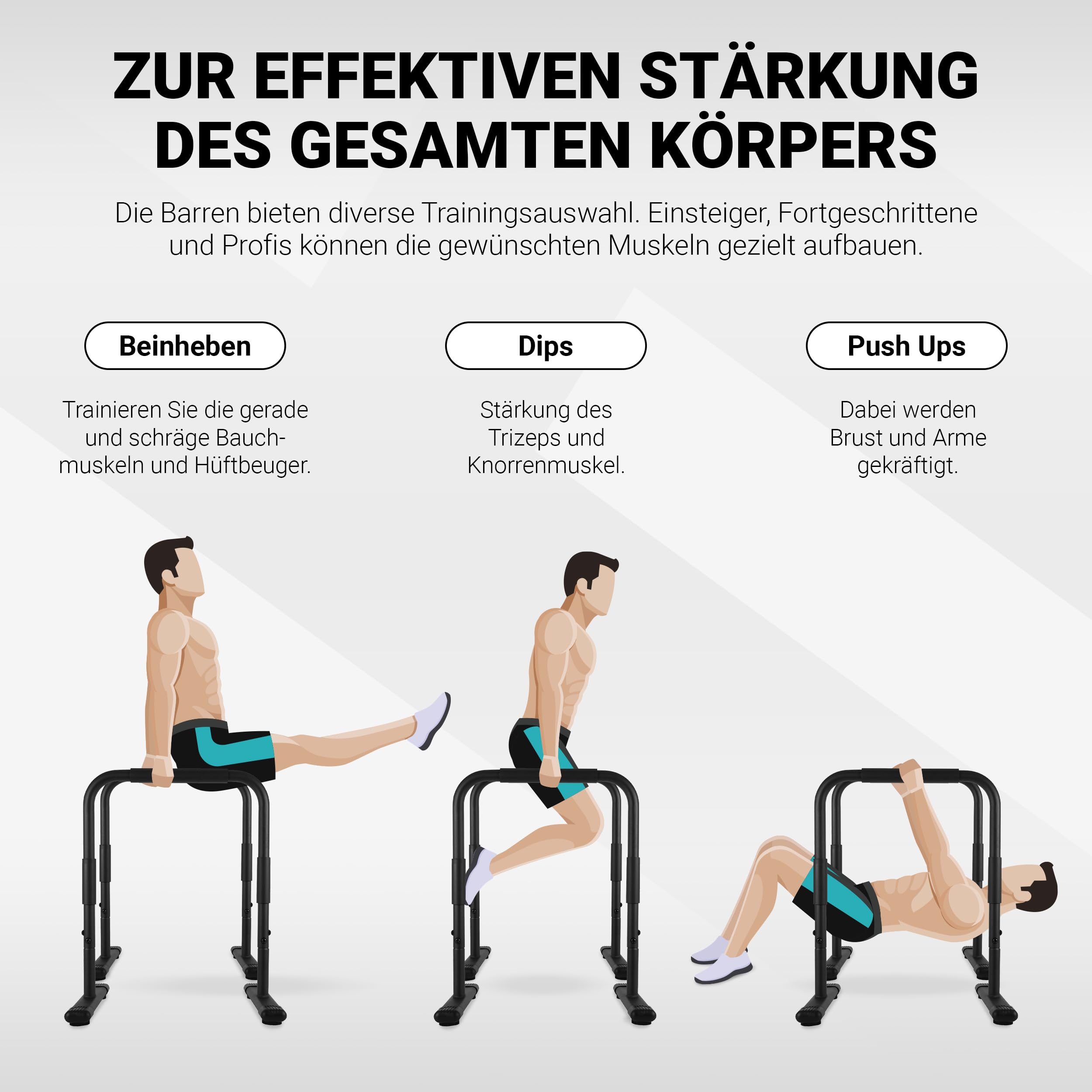 Paralet do dipów Barren Fitness Parallettes Premium (para) 80 x 65 cm | Push Up Stand Bar I Dip Station I Fitness Rack