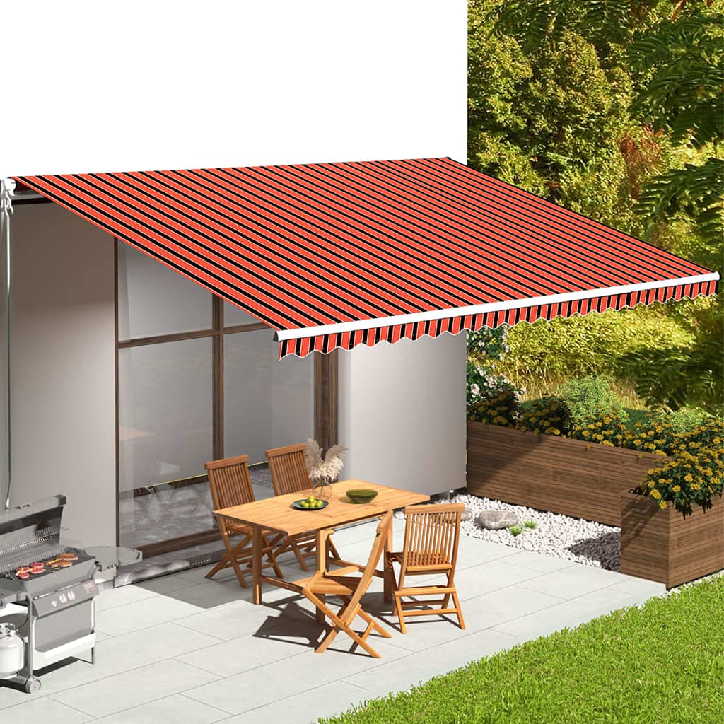 ksxnkhk Orange and brown awning fabric 6 x 3.5 m UV-resistant sun protection for patio or garden with 1 main valance