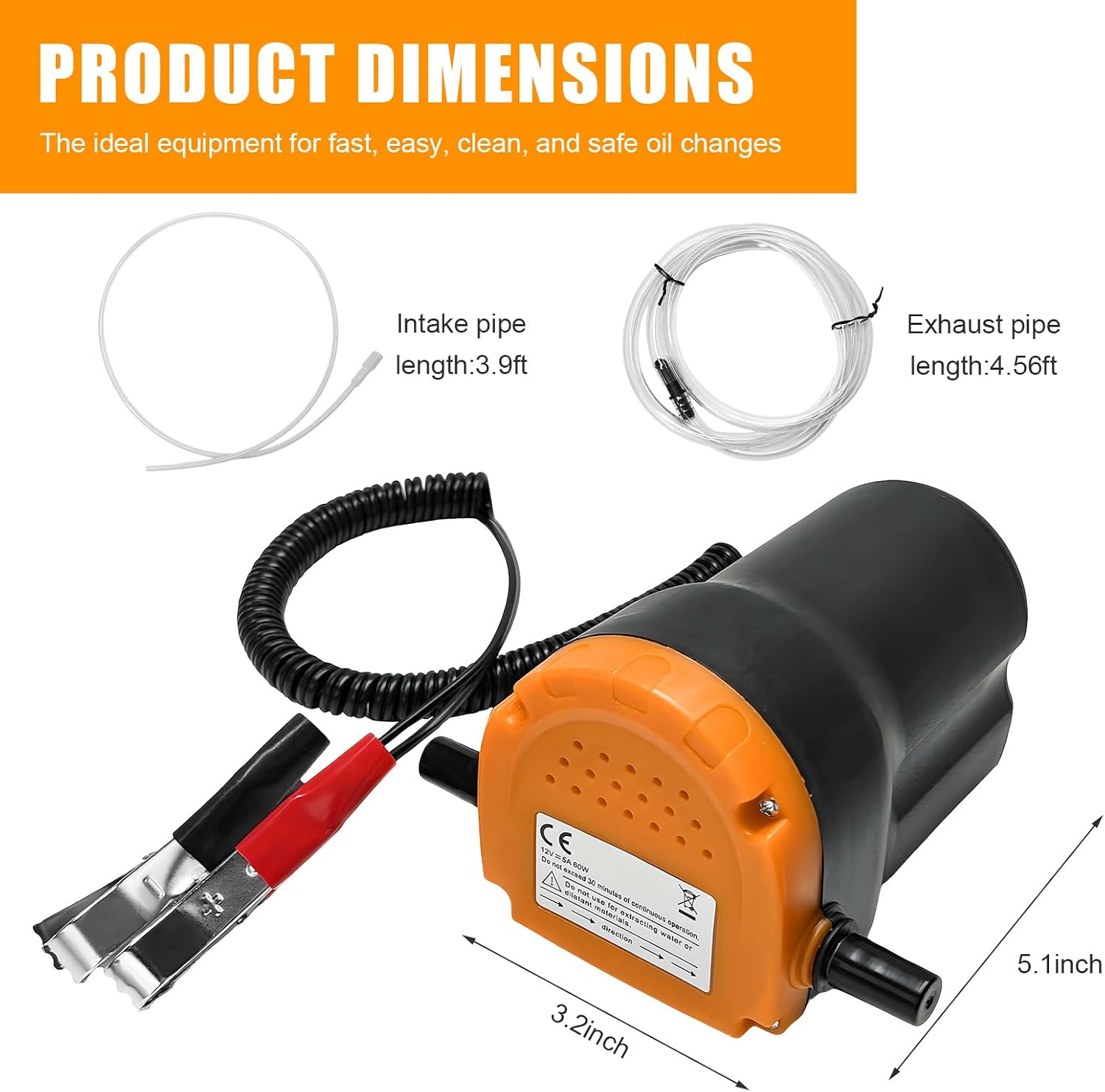 12V 60W Oil Extractor Pump, Electric Engine Fluid Transfer Pump with Hoses & Clamps, Oil Change Scavenge Suction Transfer Pumps for Car Motorcycle Truck, Car Accessories