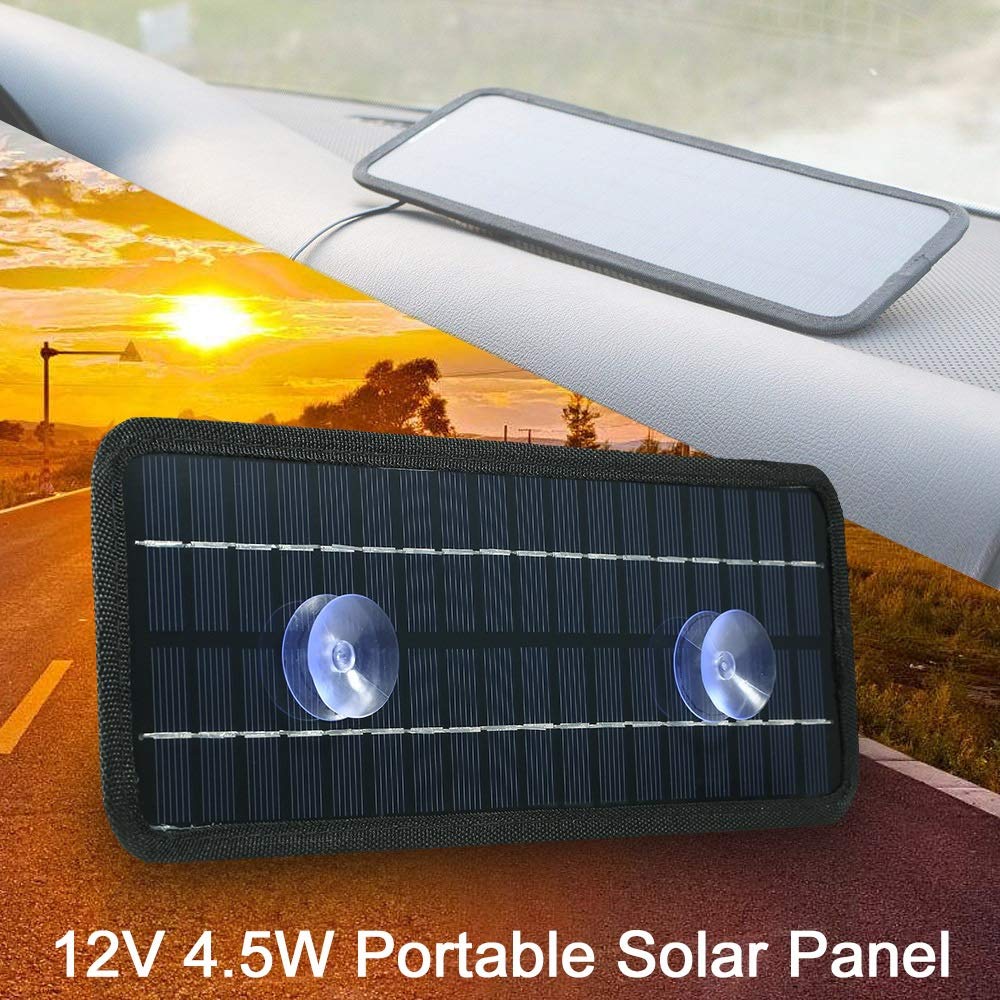 Cargador de batería de Coche Cargador de Coche de 12 V y 4,5 W con Panel Solar portátil, Cargador de batería de Respaldo for Exteriores