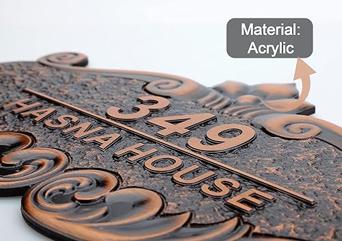 Vista 114 de Placa de dirección personalizada para vivienda con números fundidos de 12 pulgadas para exteriores, placa de identificación de dirección clásico-04