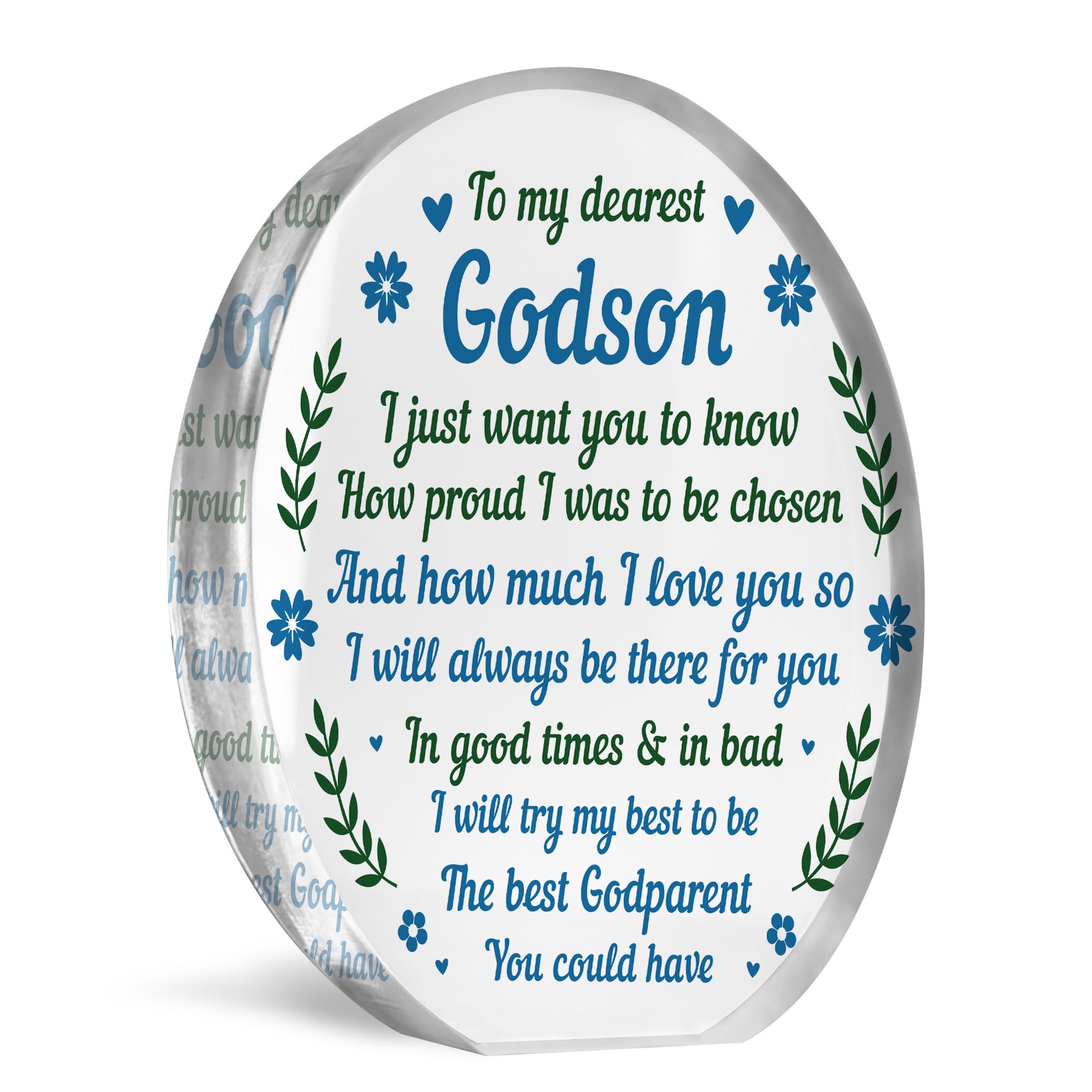 Red Ocean Godson Gifts From Godparents, Godson Acrylic Plaque Gift For Christmas, Birthday Gifts For Godson, Gift From Godmother and Godfather, Godson Gifts