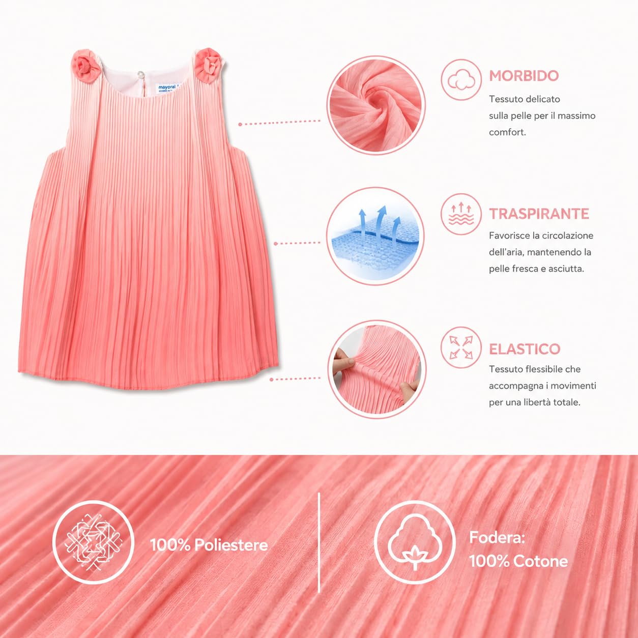 Generico Vestito Estivo Neonata 6-24 Mesi Elegante in Chiffon con Maniche a Volant e Fiocco – Abito Bambina Cerimonia Primavera Estate