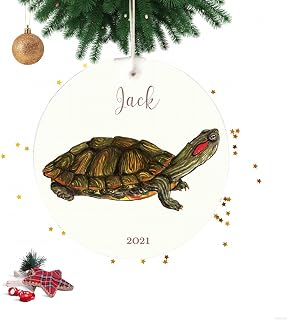Personalized Red Eared Slider Turtle Ornament, Christmas Decorations, Christmas Tree Ornament, Christmas Tree Decor, Gift for Turtle Lover
