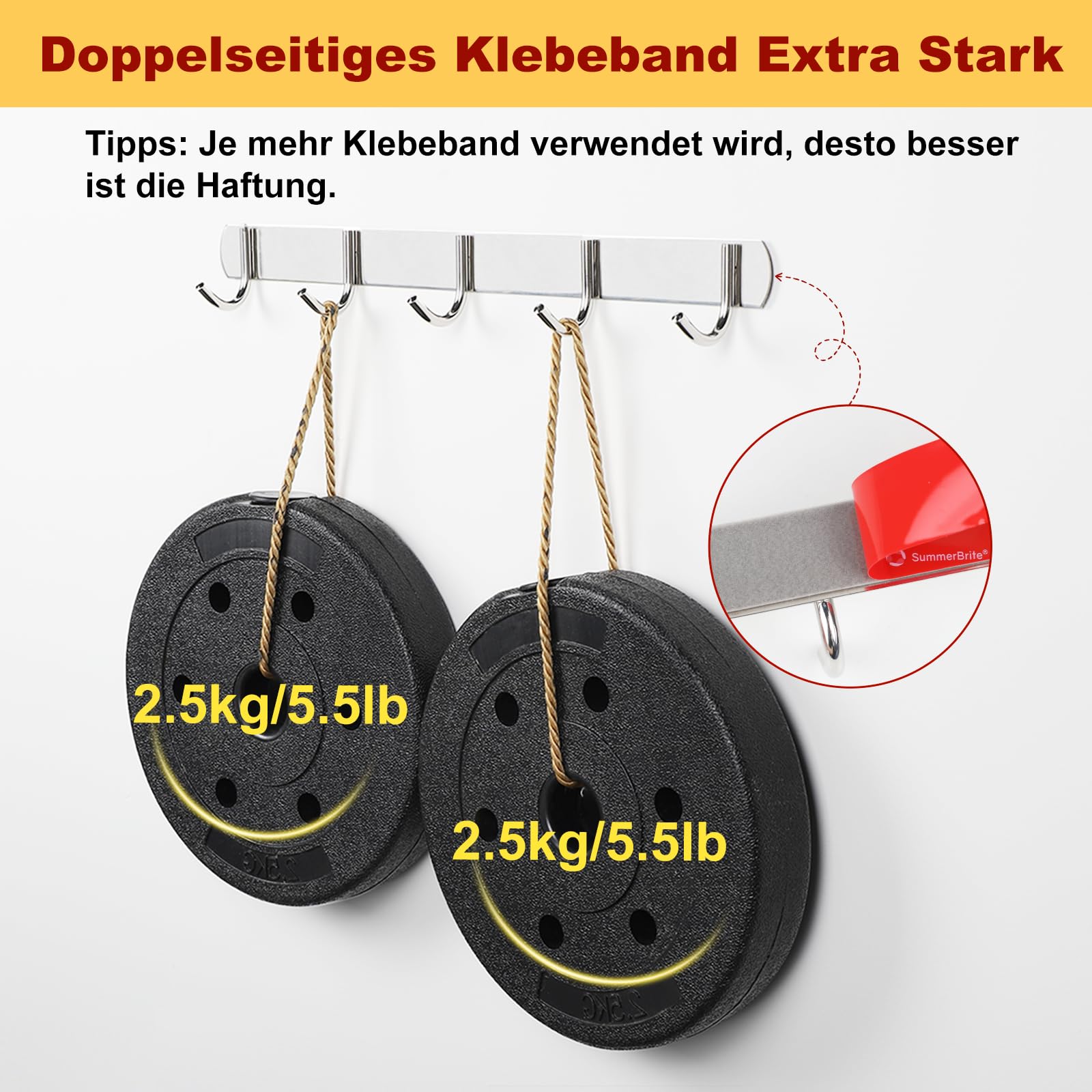 Summerbrite 2 Rollen Doppelseitiges Klebeband Extra Stark-50mm x 5m Acrylschaum-Klebeband Wasserfest und Hochtemperaturbeständig Klebeband Doppelseitig für Auto, Wohn, Bürodekor und Außende