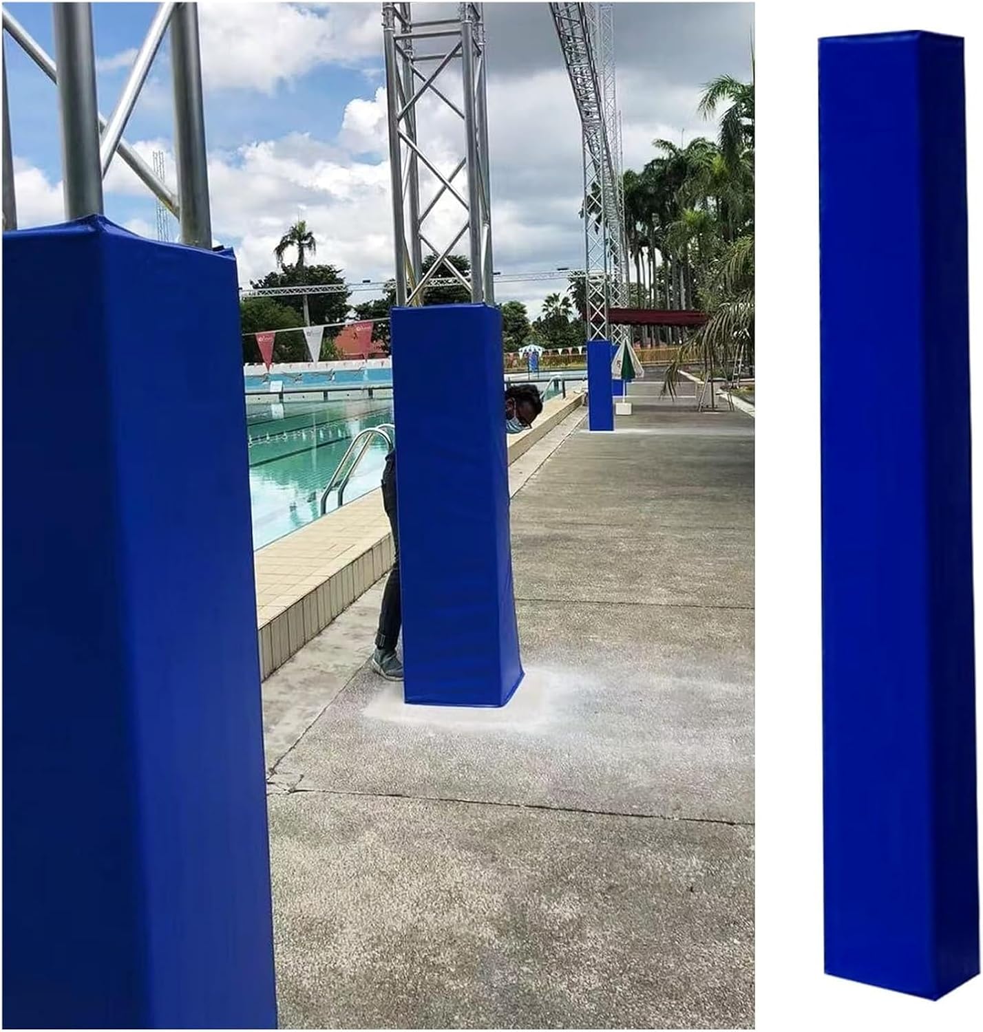 Square Pole Padding Fits 7"x7" 8"x8" Large Poles Columns, Wrap Around Pole Pad for Outdoor Playground Gym, Collision Protection Pole Wrap(Blue 7"x7"(18x18cm) Pole)