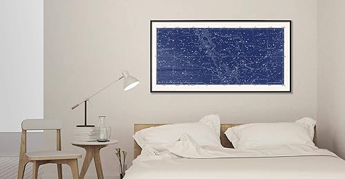 Miniatura 5 de Arte de pared azul grande mapa de constelación para oficina en casa, dormitorio, decoración moderna del hogar, astronomía celestial, mapa de