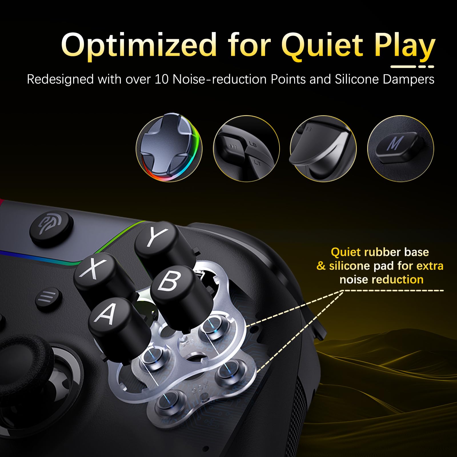 AKNES EasySMX X05Pro Controller per PC/Switch/Android/iOS (Nero) | Pulsanti per Gioco Silenziosi, Joystick ad Effetto Hall, Grilletti Hall a Doppio Stadio, 2 Pulsanti Programmabili