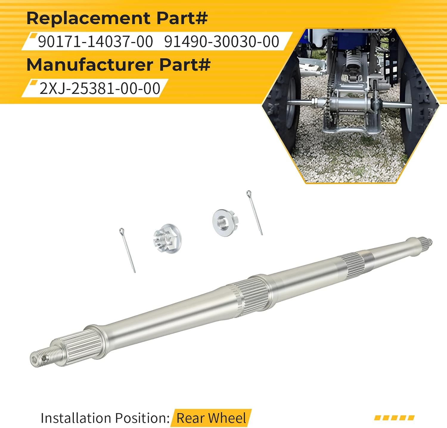 M MATI Rear Wheel Axle for Yamaha B-laster 200 YFS200 1988-2002 2XJ-25381-00-00