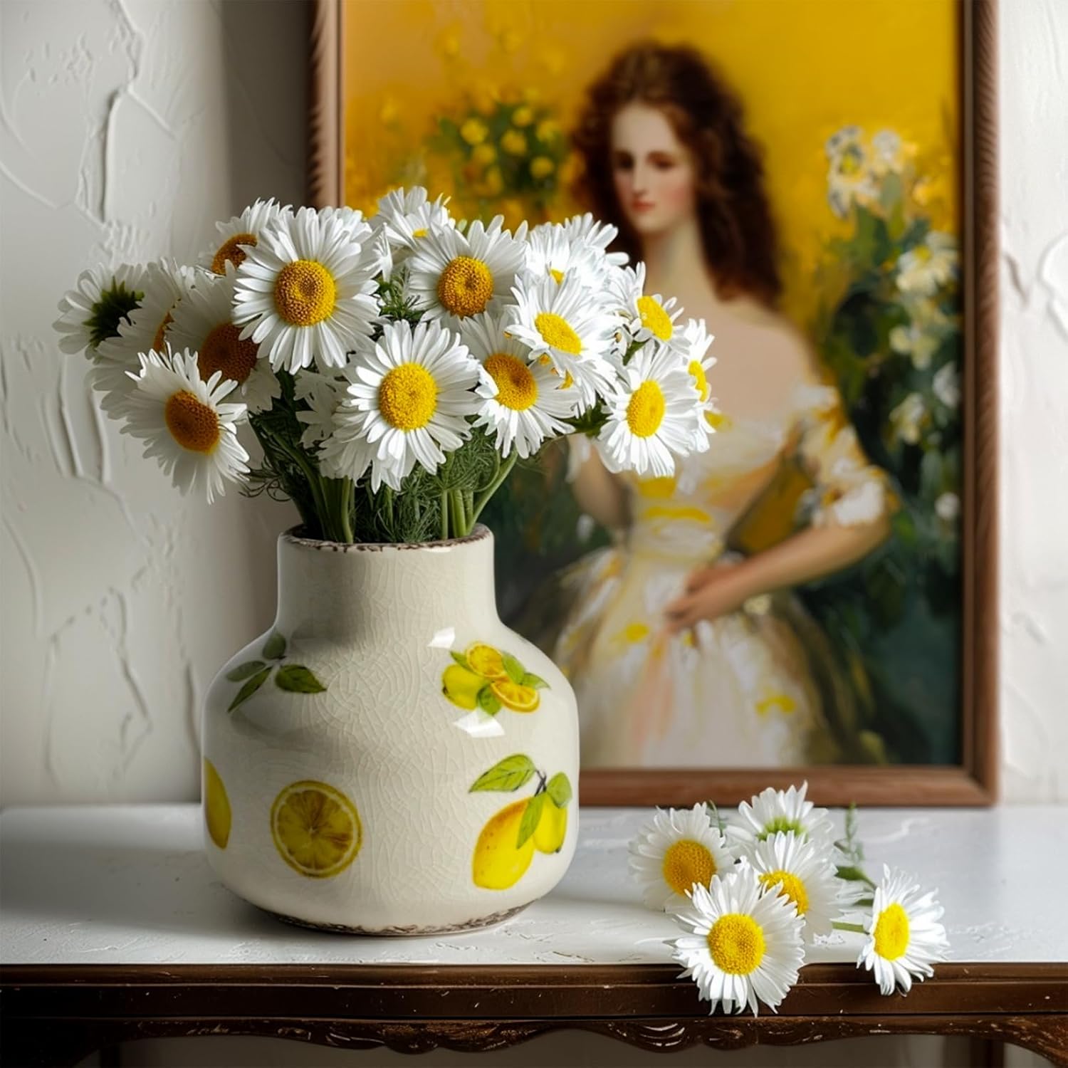 Vintage Lemon Ceramic Vase, Ice Glazed Crack Farmhouse Pitcher Vase for Shelf, Centerpiece Table,Room,Bathroom,Bedroom,Living Room,Office Decorations(4.9 inch) - Image 6