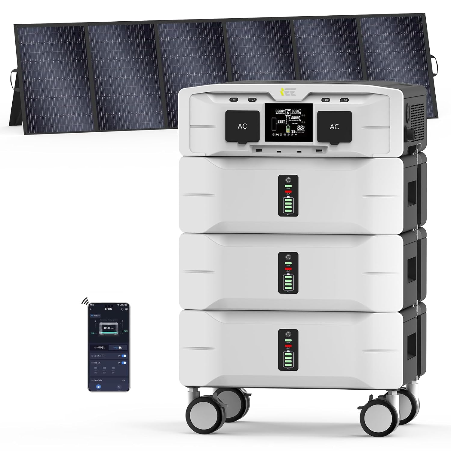 IEE SP5000 7680Wh Solar Power Station 5000W 9000 Peak AC Output 120V 240V Split Phase LFP Battery with