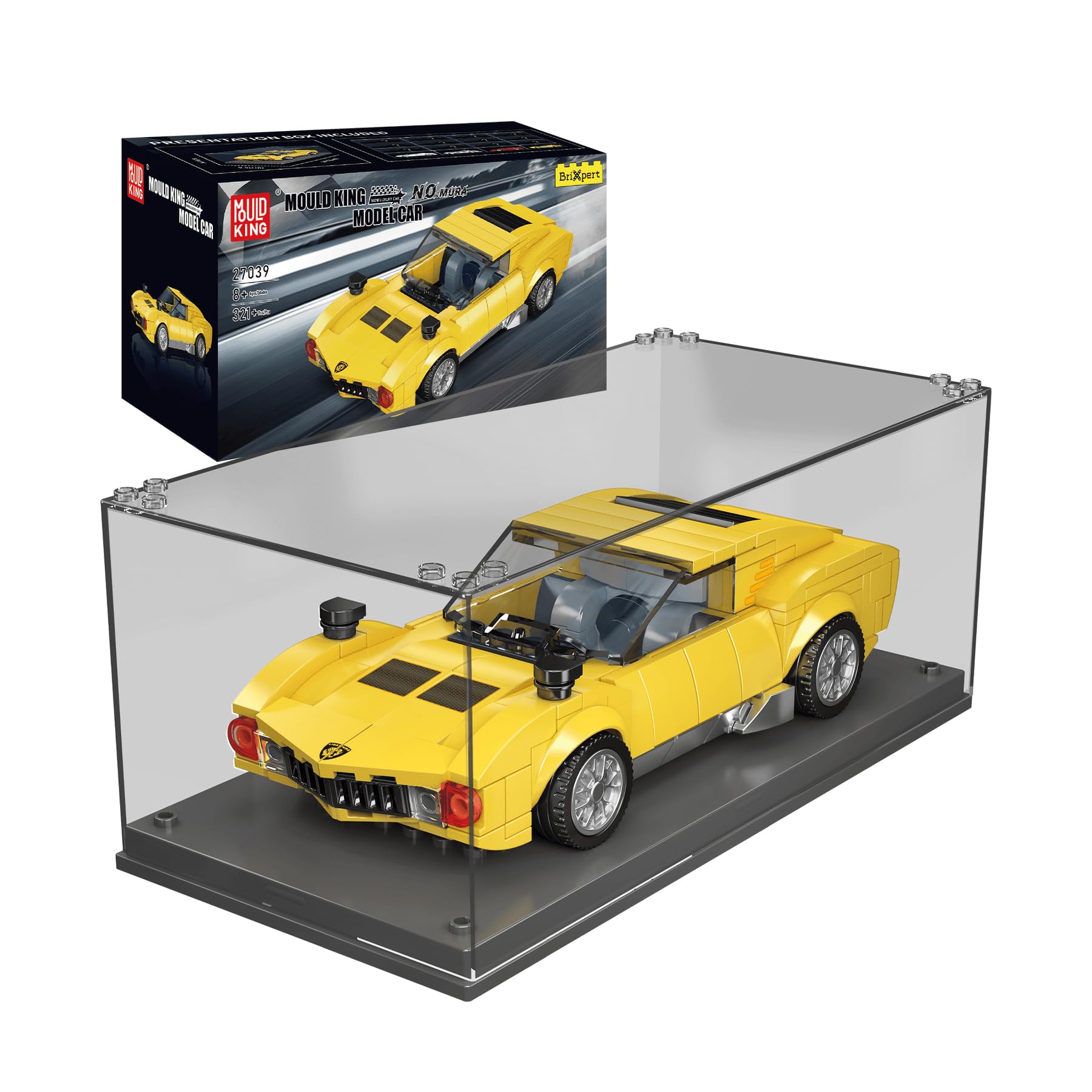 Mould King Speed Champions Lambo Miura Model Car Building Kit with Display Case, 27039 Super Car Building Blocks, Racing Car Toy for Adults and Kids 8+, 321 PCS
