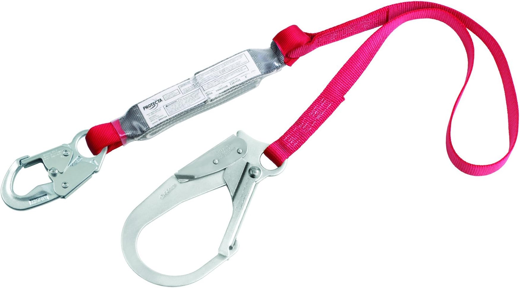 3M Protecta PRO Pack 1340125 6-Foot Web, Snap Hook At One End, Steel Rebar At One End, 310-Pound Capacity, Red/Gray